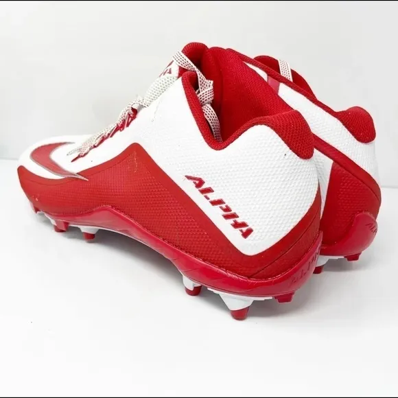 - Nike Mens Alpha Pro 2 719932-166 White Red Football Cleats Shoes Sneakers 13.5
