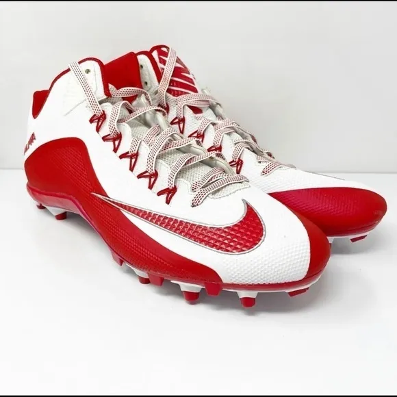- Nike Mens Alpha Pro 2 719932-166 White Red Football Cleats Shoes Sneakers 13.5