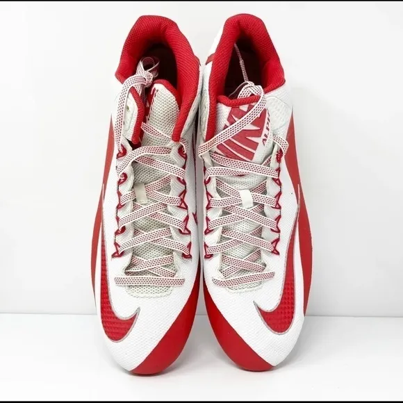 - Nike Mens Alpha Pro 2 719932-166 White Red Football Cleats Shoes Sneakers 13.5