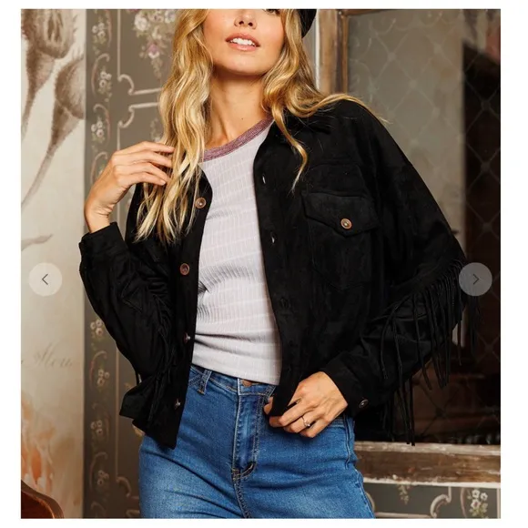 20 Absolutely fabulous Black Fringe Faux Suede Jackets