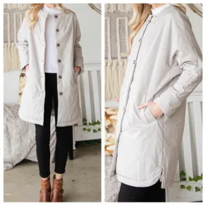 27 Fall Long Body Chic Button Down Nylon Coat