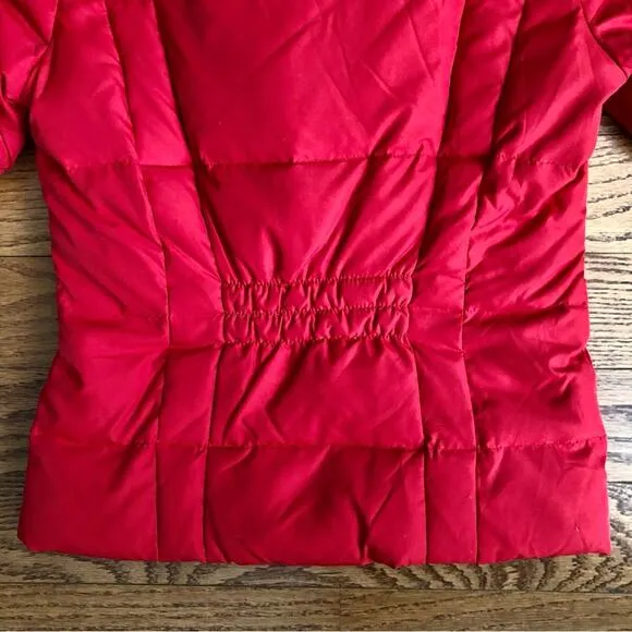 Abercrombie &amp; Fitch Down Hooded Puffer Jacket Cherry Red Women’s Size XS