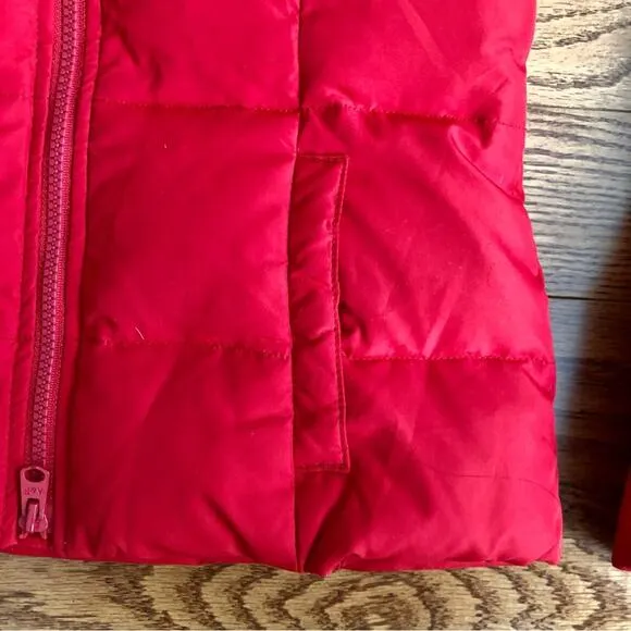 Abercrombie &amp; Fitch Down Hooded Puffer Jacket Cherry Red Women’s Size XS