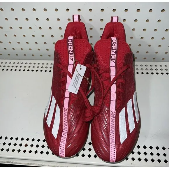 Adidas AdiZero Mens Football Cleats Size 10.5 Power Red White HP8749
