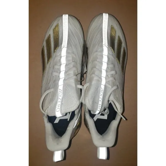 Adidas AdiZero Primeknit Football Cleats GX5122 White/Gold Men's size 9.5 NWOB