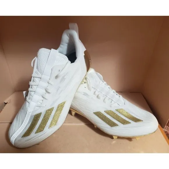 Adidas AdiZero Primeknit Football Cleats GX5122 White/Gold Men's size 9.5 NWOB
