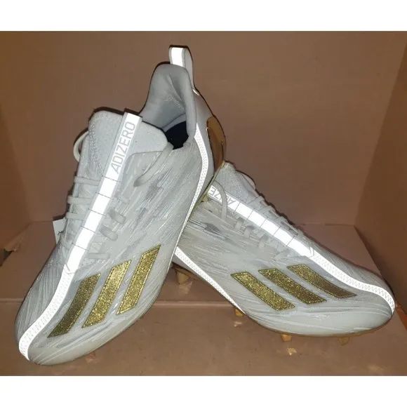 Adidas AdiZero Primeknit Football Cleats GX5122 White/Gold Men's size 9.5 NWOB