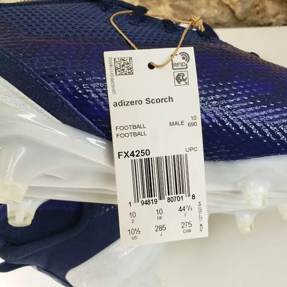 adidas Adizero Scorch Football Cleats Men’s Size 10.5 Navy Blue White FX4250 NEW