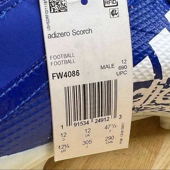 Adidas Adizero Scorch Football Cleats Navy Blue/White FW4086 Mens Sz 12.5