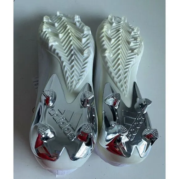 Adidas ADIZERO Primeknit Triple White Chrome Football Cleats GX5420 Men’s Sz 15