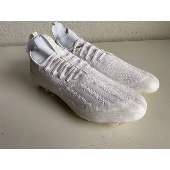 Adidas ADIZERO Primeknit Triple White Chrome Football Cleats GX5420 Men’s Sz 15