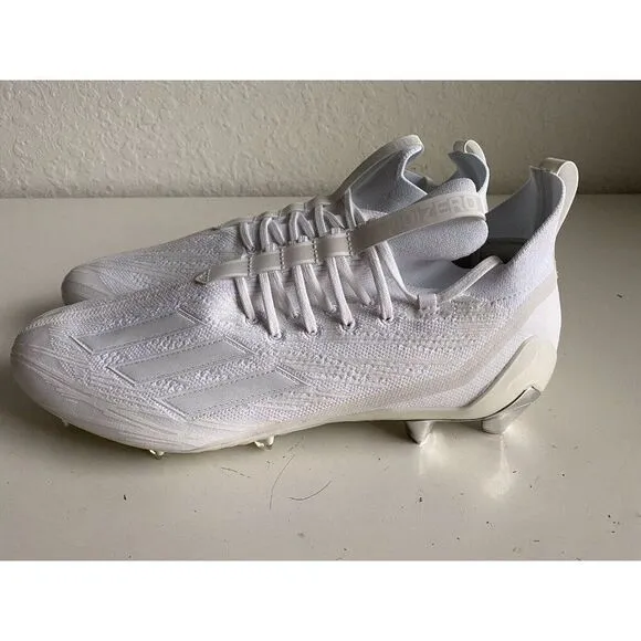 Adidas ADIZERO Primeknit Triple White Chrome Football Cleats GX5420 Men’s Sz 15