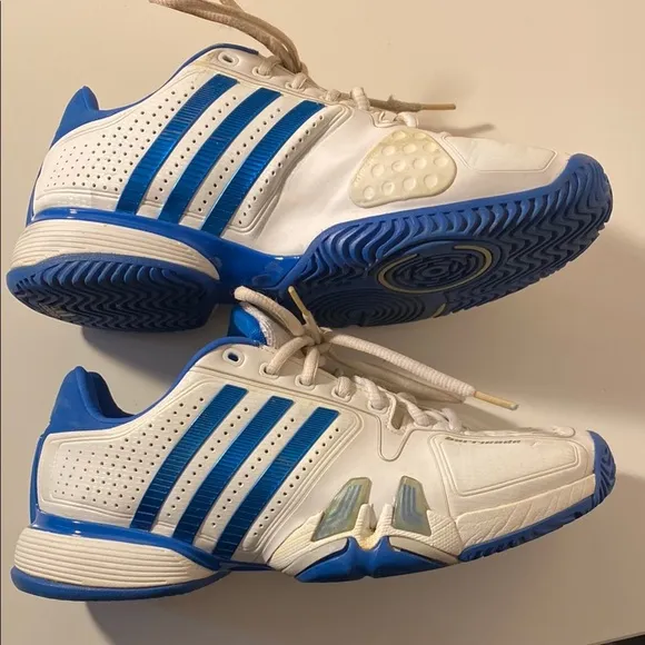 Adidas Barricade White and Blue Tennis Shoes Men’s 7.5