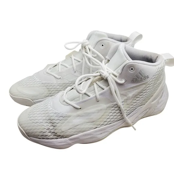 Adidas Basketball Shoes Mid Top White Athletic Sneakers Men Size 13.5