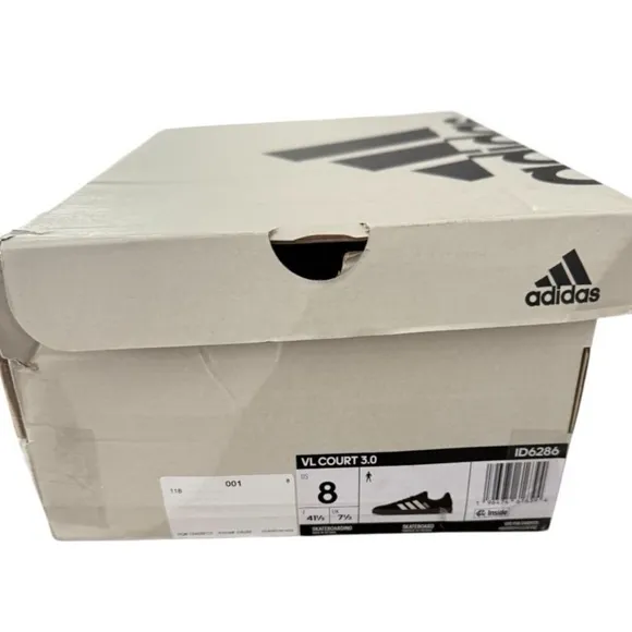 Adidas Black and White Skateboarding Shoes VL Court 3.0 ID6286 Men’s Size 8
