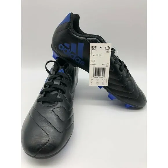 Adidas Boys Goletto Vii Fg J Black/Royal Soccer Shoes FV2894 Size 5 NWT