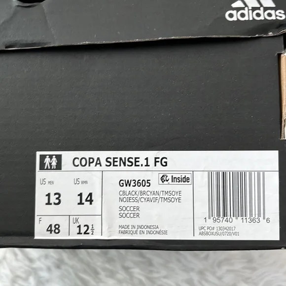 Adidas Copa Sense.1 FG Unisex soccer shoes multicolor size M-13 W-14