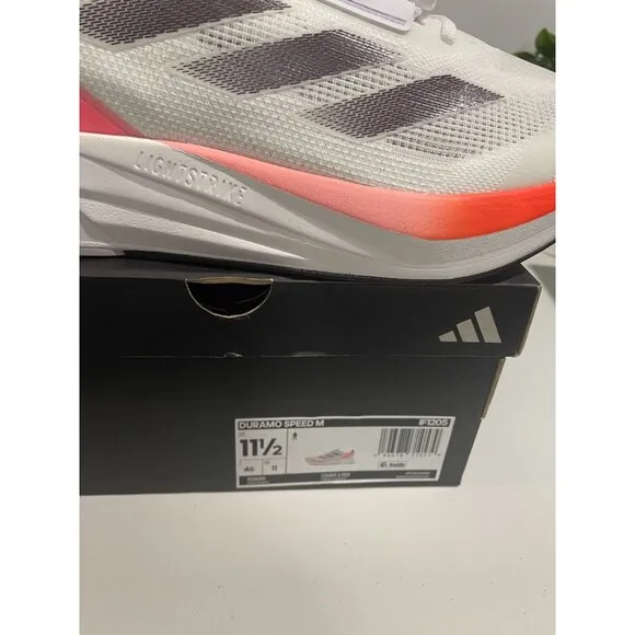 Adidas Duramo Speed M Mens Running Shoes 11.5 White&amp;Pink Lightweight Mesh Upper