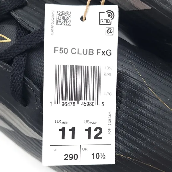 Adidas F50 Club FxG Black/Carbon Fiberskin Multi-Ground Soccer Men's US Size 11