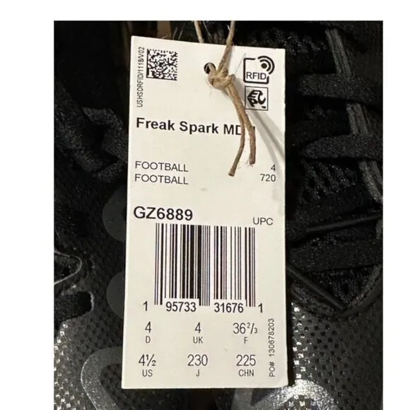 Adidas Freak Spark MD Cleat Unisex Youth Child Kid Football Shoe Size 4.5 NEW WT