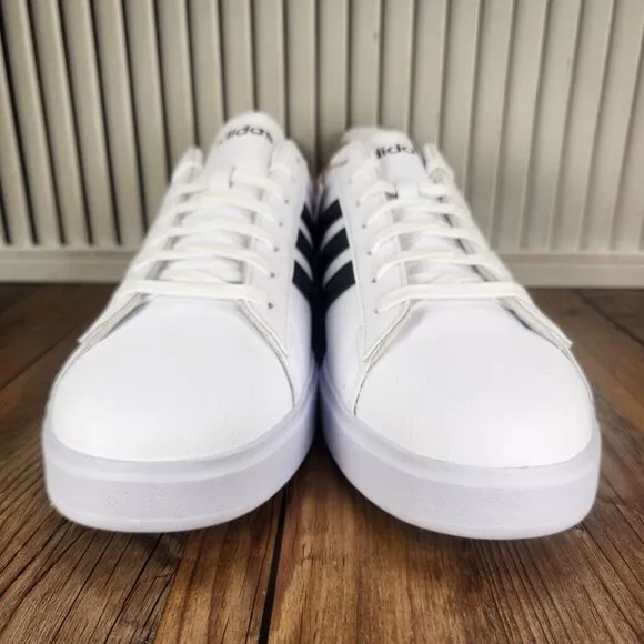 Adidas Grand Court 2.0 Mens 11 White Black Leather Tennis Sneakers Shoes GW9195