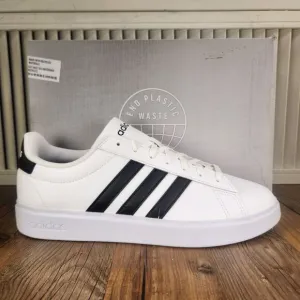 Adidas Grand Court 2.0 Mens 11 White Black Leather Tennis Sneakers Shoes GW9195