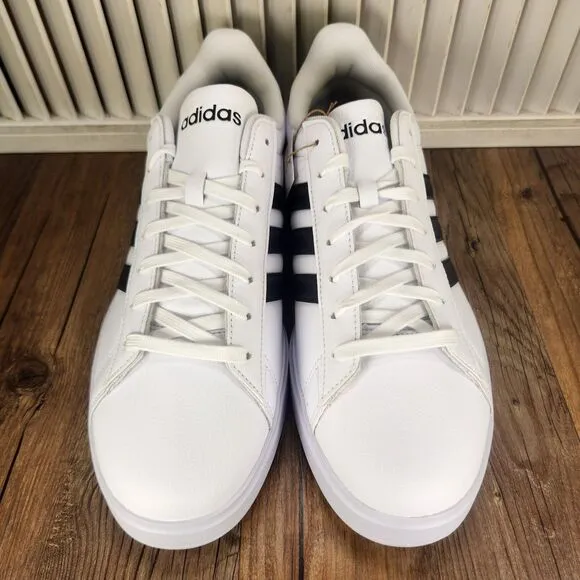 Adidas Grand Court 2.0 Mens 11 White Black Leather Tennis Sneakers Shoes GW9195