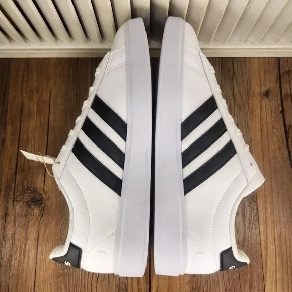 Adidas Grand Court 2.0 Mens 11 White Black Leather Tennis Sneakers Shoes GW9195