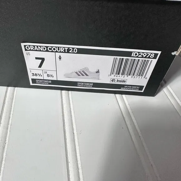 Adidas Grand Court 2.0 NWT white &amp; brown shoes women’s 7