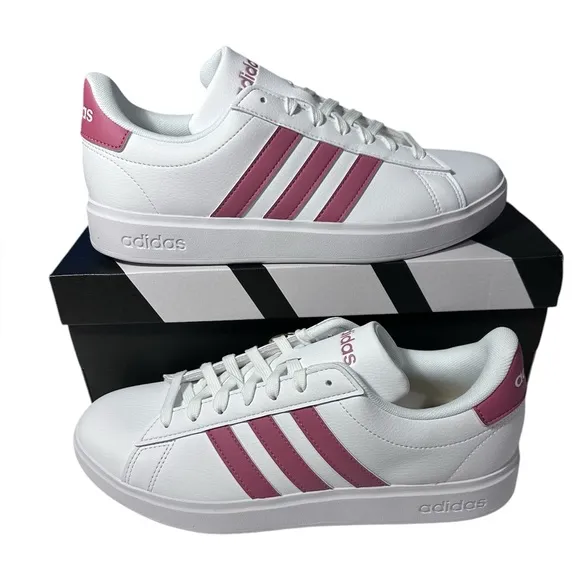 Adidas Grand Court 2.0 NWT women’s white &amp; pink shoes size 9