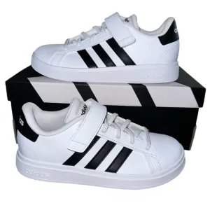 Adidas Grand Court 2.0 white &amp; black shoes boys size 2 NWT