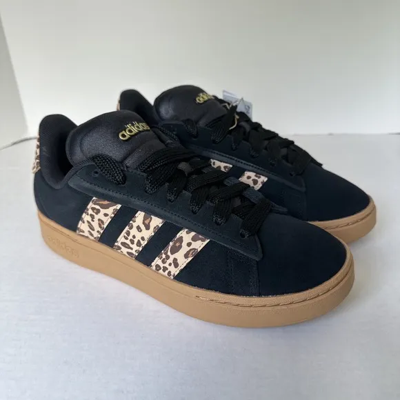 Adidas Grand Court Alpha 00s Black Brown Leopard Shoes Women's Sizes 11 JS2886
