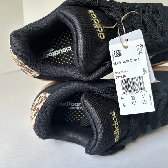 Adidas Grand Court Alpha 00s Black Brown Leopard Shoes Women's Sizes 11 JS2886