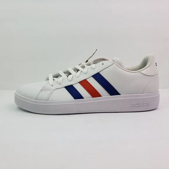 Adidas Grand Court Base 2.0 Mens Size 9 White Red Blue Sneaker Shoes GW9252