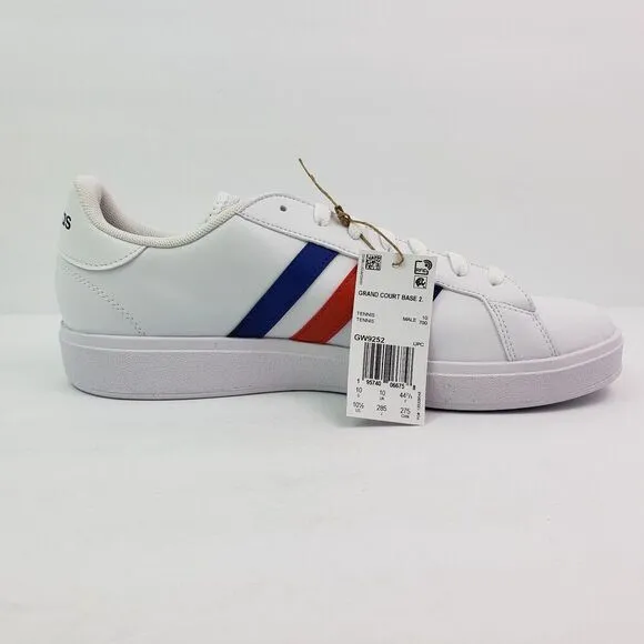Adidas Grand Court Base 2.0 Mens Size 9 White Red Blue Sneaker Shoes GW9252