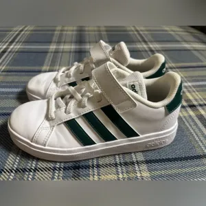 Adidas Grand Court Lace Up Shoes Cloud White and Collegiate Green