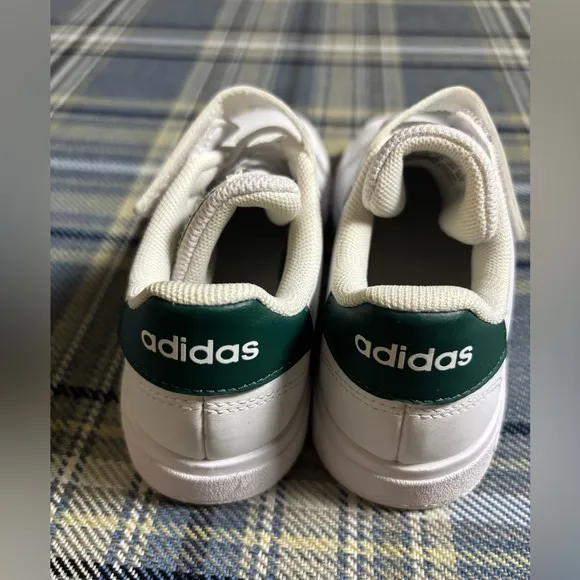 Adidas Grand Court Lace Up Shoes Cloud White and Collegiate Green