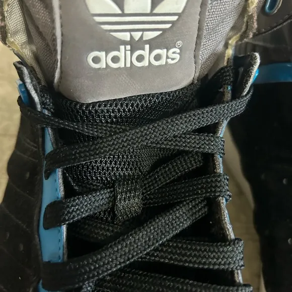 Adidas Hard Court Hi Mid Suede Trainers Shoes Black Blue Size 10