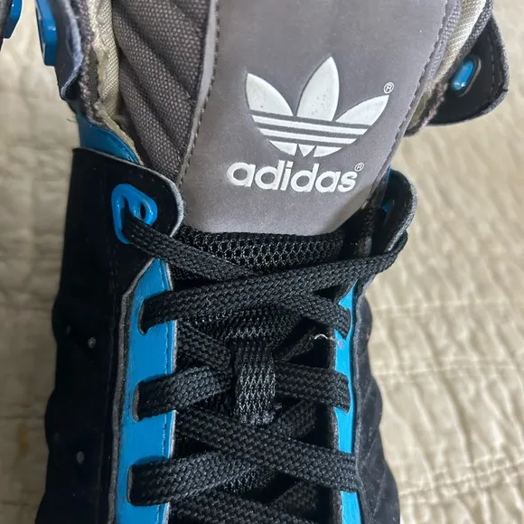 Adidas Hard Court Hi Mid Suede Trainers Shoes Black Blue Size 10