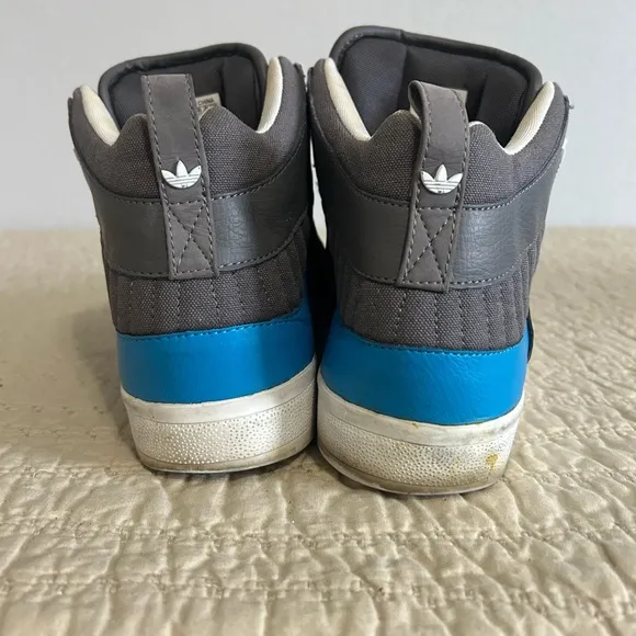 Adidas Hard Court Hi Mid Suede Trainers Shoes Black Blue Size 10