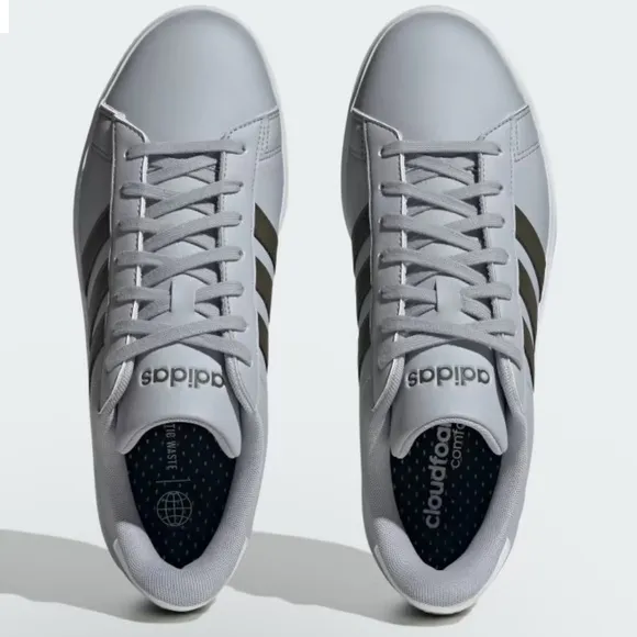 Adidas Men’s Grand Court Shoes US 12 / Halo Silver / Shadow Olive / Cloud White