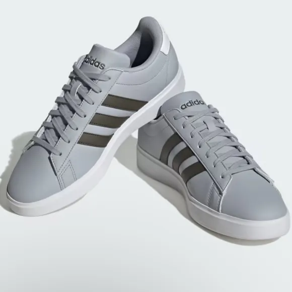 Adidas Men’s Grand Court Shoes US 12 / Halo Silver / Shadow Olive / Cloud White
