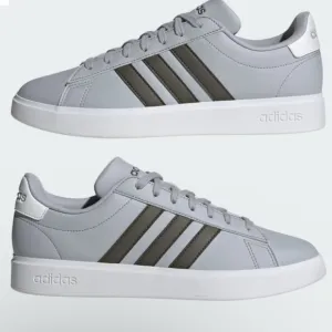 Adidas Men’s Grand Court Shoes US 12 / Halo Silver / Shadow Olive / Cloud White
