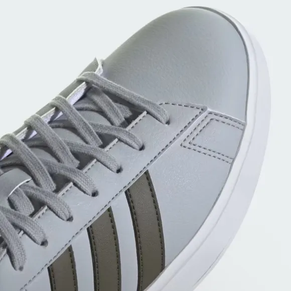 Adidas Men’s Grand Court Shoes US 12 / Halo Silver / Shadow Olive / Cloud White