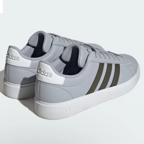 Adidas Men’s Grand Court Shoes US 12 / Halo Silver / Shadow Olive / Cloud White