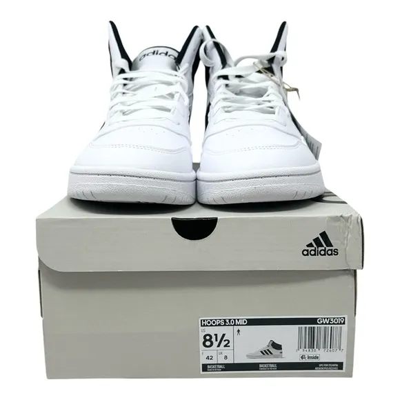 Adidas Men’s Hoops 3.0 Mid GW3019 White/Black Size 8.5