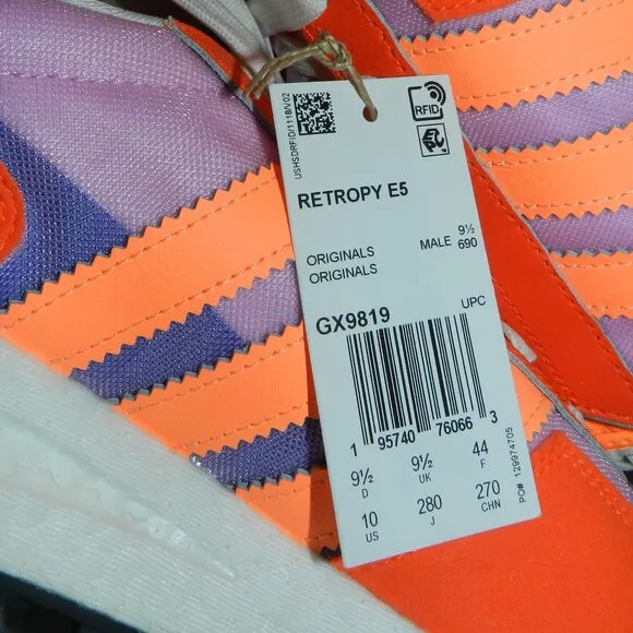 Adidas Mens RETROPY E5 Orange/Purple/White Road Running Shoes/Running Shoes-GX98