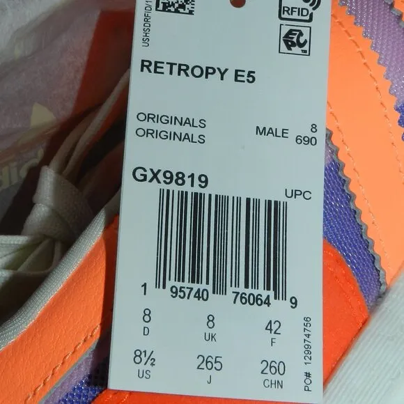 Adidas Mens RETROPY E5 Orange/Purple/White Road Running Shoes/Running Shoes-GX98