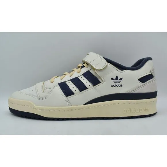 Adidas Mens Size 12 Forum 84 Low Off White Navy Blue Court Shoes Sneakers