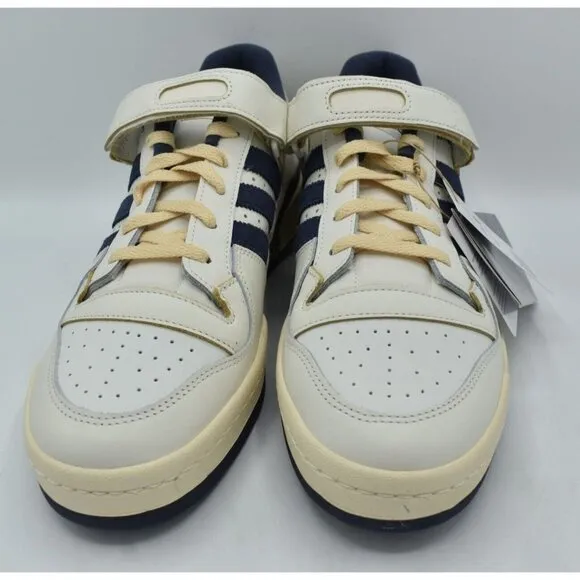 Adidas Mens Size 12 Forum 84 Low Off White Navy Blue Court Shoes Sneakers